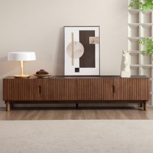 Knut 80" MCM fluted TV stand not only provides ample storage space but also shows elegant style and exquisite craftsmanship. Whether it is set in your living room