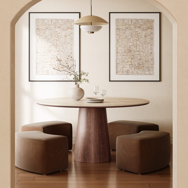 creating a striking silhouette inspired by mid-century modern design. Its sturdy wooden legs offer both style and support. Elevate your dining experience!tabletop material:Sintered Stone