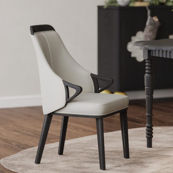 the upholstered seat and back are embellished