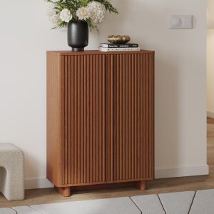 concealing ample adjustable shelving for an organized entryway. Combines functionality with a touch of contemporary elegance.capacity for shoes:8-12 Pairs