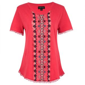 Center Lane Beaded Top - Pink - S