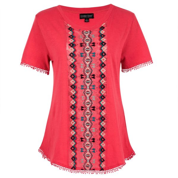 Center Lane Beaded Top - Pink - S