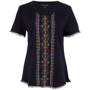 Center Lane Beaded Top - Navy - S