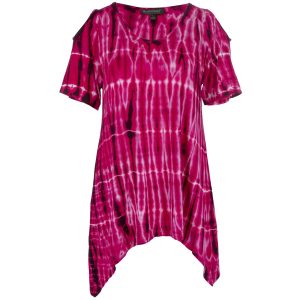 Fuchsia Rain Cold Shoulder Top - S