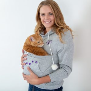 Purple Paw Pet Pouch Hooded Sweatshirt - Gray - S