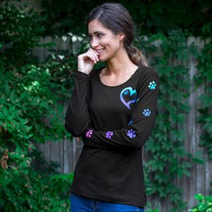 Rainbow Paws to My Heart Long Sleeve Tee - Black - S