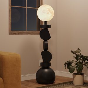 Lofoten 54" Floor Lamp with designed out looking metal frame black modern style for living room bedroom