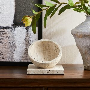 Travertine objects round with a basement finely crafted for living room bedroom modern style