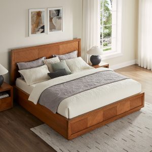 a stunning piece crafted with oak veneer over a sturdy frame made of solid oak