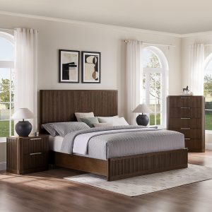 a stunning piece of furniture crafted with poplar wood veneer. This bed frame of the bedroom set is made of poplar wood