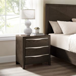 crafted from rich oak veneer and a solid wood frame for unmatched durability. This piece features sleek silver resin handles that add a contemporary flair. Ideal for those seeking bold style and timeless craftsmanship.color:Dark Brown