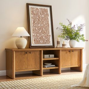 this media console showcases a warm