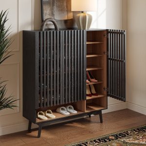 there is an open shelf at the bottom for easy and swift daily access to shoes.color:Black