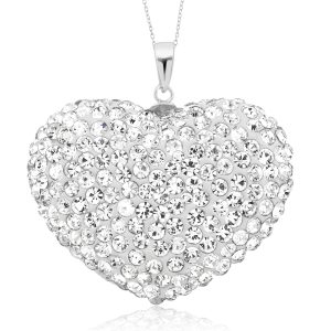 * 18kt White Gold Plated* Crystal Stones* Comfort Fix* Comes with an 18-inch cable chain