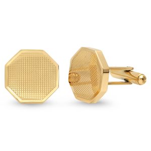 Men's 18k Gold Plated Stainless Steel Octogen Cufflinks