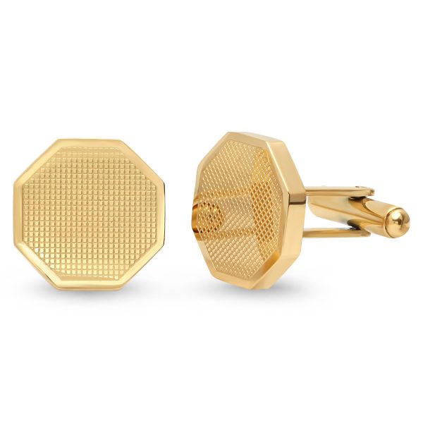 Men's 18k Gold Plated Stainless Steel Octogen Cufflinks