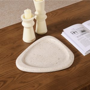 11 inch organic marble tray decorative for living room bedroom beige modern style