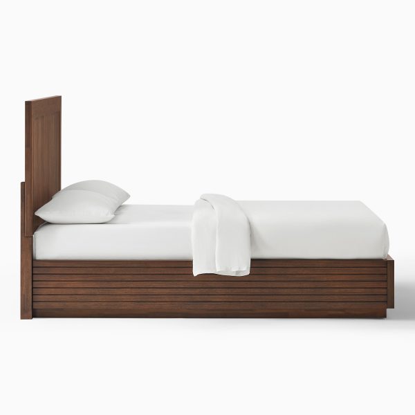 Zahra Queen Size Dark Brown Fluted Acacia Bed - Image 6