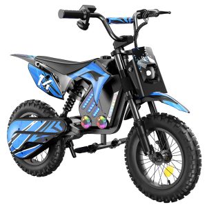 A14 Kids Electric Motorcycle 500W Motor 36V 5.2Ah Battery 14 inch Tires 27km/h Max Speed 22km Range Rear Disc Brake Dual Shock Absorption LCD Display - Blue