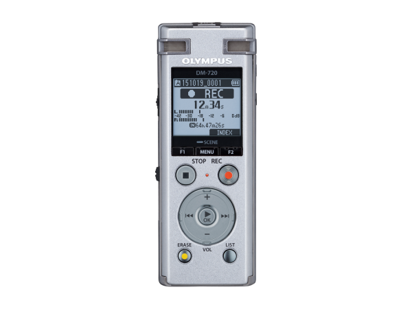 The new DM‑720 is the perfect product for you when looking for an entry level business voice recorder to support you and your business.  Elegant silver metal design meets high quality features like the TRESMIC System by Olympus. Thus you will find a clever device with top sound quality. The usability is easy to understand and provides convenient handling.   Equipped with an microSD‑Card slot
