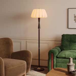 Fika 64" Floor Lamp with wooden and metal lamp stem for living room bedroom black