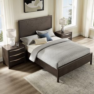 a stunning piece of furniture crafted with oak veneer. This bed frame is made of solid wood