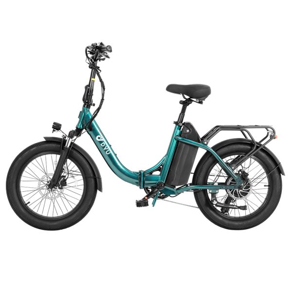 DYU C9 Folding Electric Bike 250W Motor 48V 15.6Ah Battery 20*3.0 inch Tires 25km/h Max Speed 150km Range Oil Brake Front Shock Absorber Shimano 7-speed - Green
