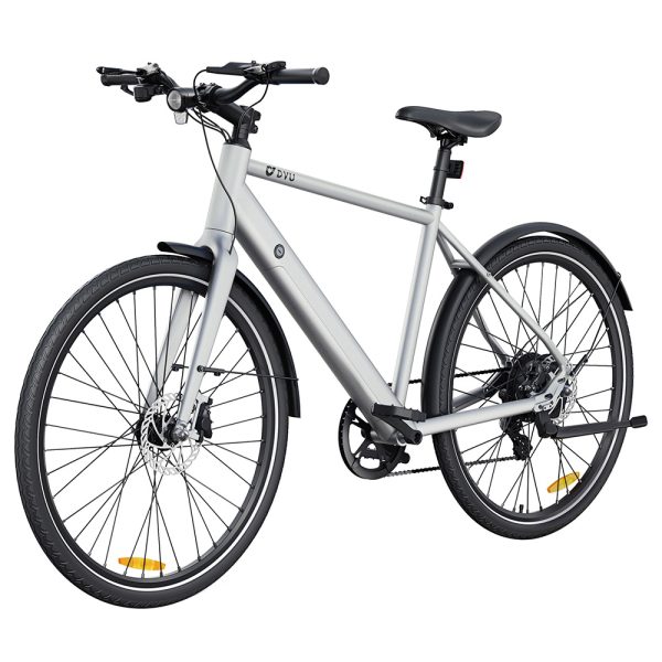 DYU Stroll 1 Electric Bike 250W Motor 36V 9Ah Battery 700*38C CST Tire 25km/h Max Speed 100km Range Dual Hydraulic Disc Brake Shimano 7-speed LED Display - Silver