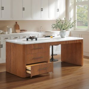 it offers ample prep space and stylish storage. Perfect for modern kitchen layouts