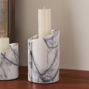 7 inch Carrara Marble Candleholders white modern style designed for living room bedroom dining room