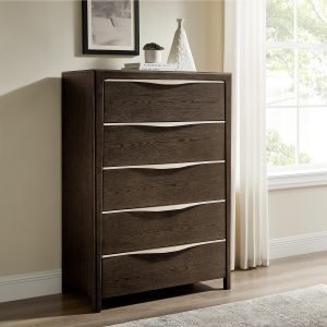 crafted from rich oak veneer and a solid wood frame for unmatched durability. This piece features sleek silver resin handles that add a contemporary flair. Ideal for those seeking bold style and timeless craftsmanship.color:Dark Brown