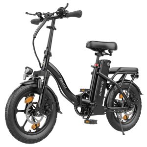 ESKUTE D100 Folding Electric Bike 250W Motor 36V 13Ah Battery 25km/h Max Speed 100km Range 16 inch Tires Mechanical Disc Brakes LCD Display - Black