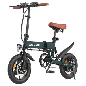 ESKUTE F200 Folding Electric Bike 250W Motor 36V 7.8Ah Battery 14 inch Tires 25km/h Max Speed 50km Range Mechanical Disc Brakes LCD Display - Green