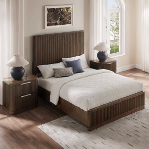 a stunning piece of furniture crafted with poplar wood veneer. This bed frame of the bedroom set is made of poplar wood