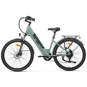Foride Roamer 1 Step-thru Electric Bike 250W Motor 36V 13Ah Battery 27.5 inch Tires 25km/h Max Speed 100km Max Range Disc Brake Suspension with Lockout Shimano 7-speed - Green