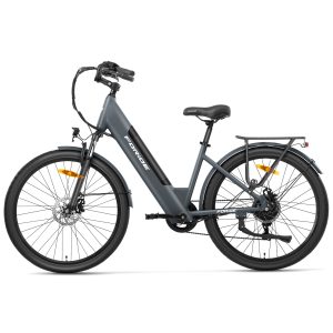 Foride Roamer 1 Step-thru Electric Bike 250W Motor 36V 13Ah Battery 27.5 inch Tires 25km/h Max Speed 100km Max Range Disc Brake Suspension with Lockout Shimano 7-speed - Grey