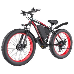 GOGOBEST GF700 Electric Bike 2*500W Dual Motor 48V 18.2Ah Battery 26*4.0 inch Tires 25km/h Max Speed 70km Max Range Mechanical Disc Brake Front Fork Suspension Shimano 21-speed - Black Red