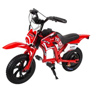 JKING C6 Electric Motorcycle for Kids 200W Motor 2600mAh Rechargeable Battery 12 inch Tires 16km/h Max Speed 2 Hours Endurance Time 12km Range - Red