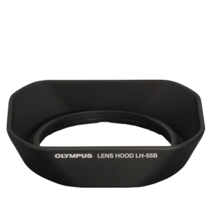 The LH‑55B is a square‑cut lens hood developed specifically for the M.Zuiko Digital ED 9–18mm F4–5.6 and can be mounted to keep extraneous light from entering the lens on backlit shots.