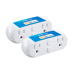Apple official website recommended.. Compact 2-in-1 Design: Meross 2 in 1 smart plug compatible with Alexa smart plugs allow you to get 2 spaced outlets with one plug. Mini enough but there is a wide place between the two sockets