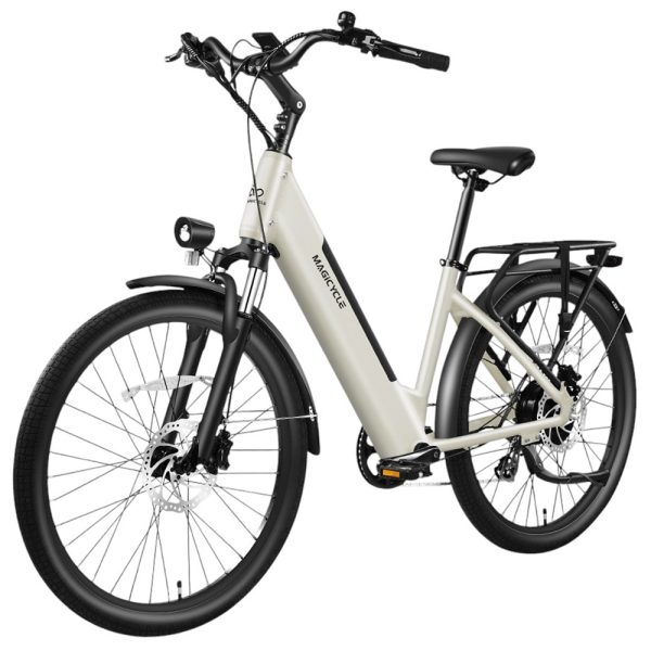 Magicycle CT-1 Electric Bike 750W Motor 48V 15Ah Battery 26*2.1 inch Tires 28mph Max Speed 60 Miles Range Hydraulic Disc Brakes Torque Sensor Mechanical Suspension Front Fork Shimano 7-speed - Off-white