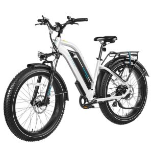 Magicycle Cruiser Pro Step-thru Electric Bike 750W Motor 52V 20Ah Battery 26*4 inch Fat Tires 28mph Max Speed 100 Miles Range Hydraulic Disc Brake Hydraulic Suspension Front Fork Shimano 7 speed - White