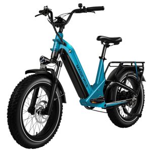 Magicycle Deer 2.0 Step-thru Electric Bike 1000W Motor 52V 20Ah Battery 20*4.0 inch Tires 32mph Max Speed 120 Miles Range Hydraulic Disc Brakes Torque Sensor Full Suspension - Blue Black