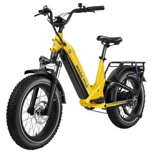Magicycle Deer 2.0 Step-thru Electric Bike 1000W Motor 52V 20Ah Battery 20*4.0 inch Tires 32mph Max Speed 120 Miles Range Hydraulic Disc Brakes Torque Sensor Full Suspension - Yellow