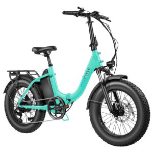 Magicycle Jaguarundi 2.0 Folding Electric Bike Torque Sensor 750W Motor 48V 15Ah Battery 20*4.0 inch Fat Tires 28mph Max Speed 60 Miles Range Hydraulic Disc Brakes Mechanical Lockout Suspension Fork - Aqua Blue