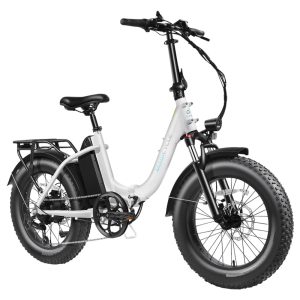 Magicycle Jaguarundi 2.0 Folding Electric Bike Torque Sensor 750W Motor 48V 15Ah Battery 20*4.0 inch Fat Tires 28mph Max Speed 60 Miles Range Hydraulic Disc Brakes Mechanical Lockout Suspension Fork - White