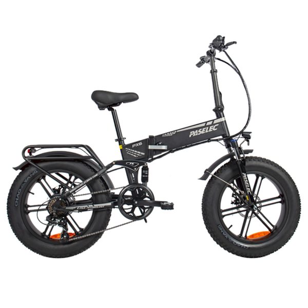 PASELEC PX6 Electric Bike 750W Motor 48V 13Ah Battery 20*4.0-inch Fat Tire 45km/h Max Speed 70km Range Mechanical Disc Brake Lockable Shock Absorber Front Fork Shimano 7-speed - Black