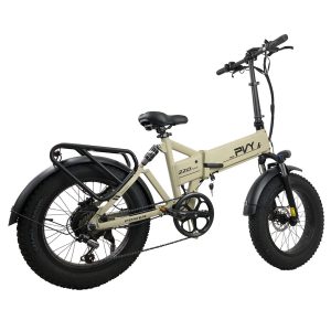 PVY Z20 Plus 1000W Folding Electric Bike 20*4.0 Fat Tire 48V 16.5Ah Battery 80-120km Range Shimano 7-Speed Shifter Lockable Suspension Fork and Rear Shock Hydraulic Brake Color LCD Display 150kg Load - Khaki