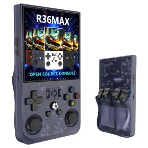 R36 Max Handheld Game Console 64GB TF Card with 20000+ Games 4.0 inch IPS Screen Open Source Linux 30+ Emulator 6 Hours Playtime - Grey