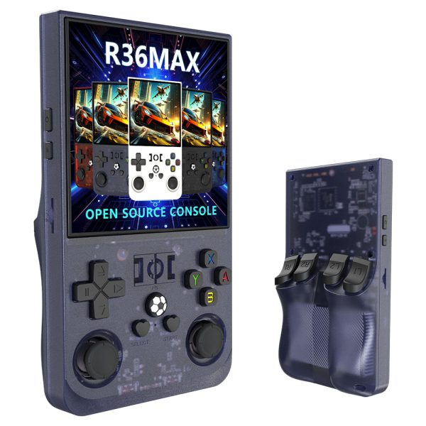 R36 Max Handheld Game Console 64GB TF Card with 20000+ Games 4.0 inch IPS Screen Open Source Linux 30+ Emulator 6 Hours Playtime - Grey